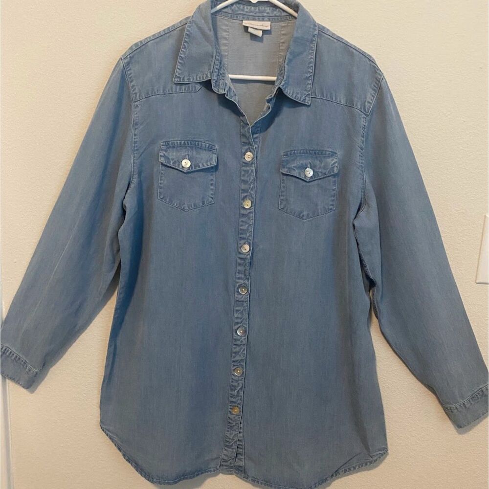Soft Surroundings Denim Long Sleeve Top